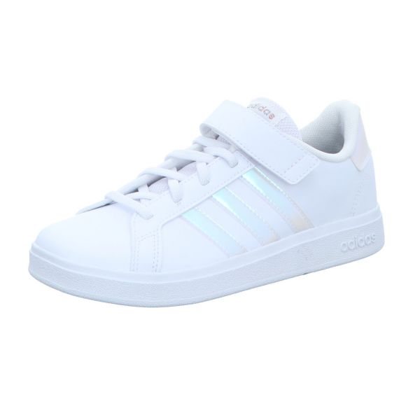 adidas Mädchen-Slipper-Kletter-Sneaker GRAND COURT 2.0 EL K Weiß