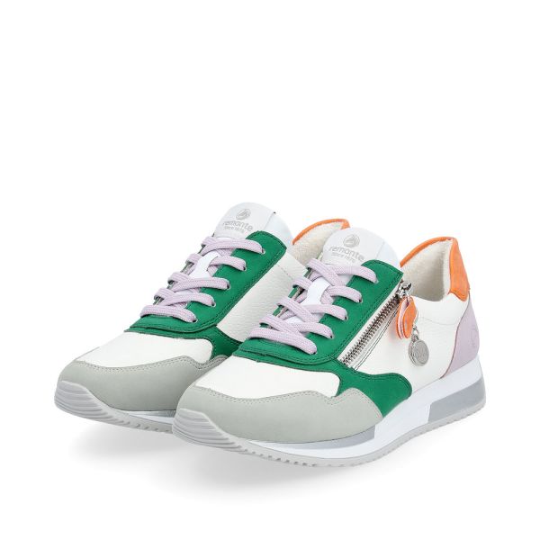 Remonte Damen-Sneaker Weiß-Grün-Orange