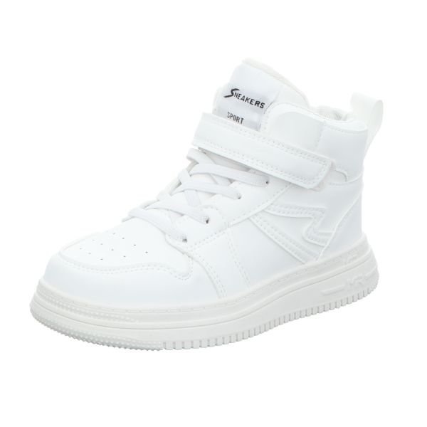 Sneakers Kinder-Jungen-High-Top-Sneaker-Klettschuh Weiß