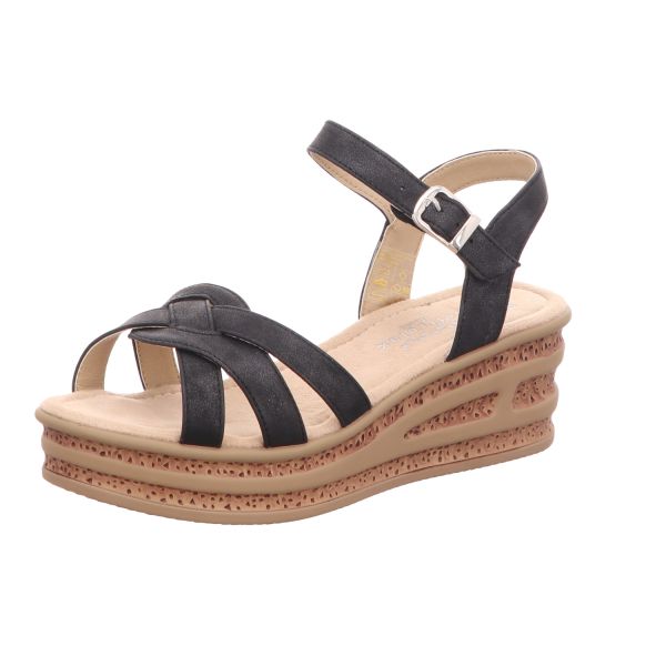 Alyssa Damen-Wedges-Sandalette mit Keilabsatz Schwarz