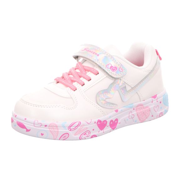Sneakers Mädchen-Sneaker-Slipper-Klettschuh Herz-Muster Weiß