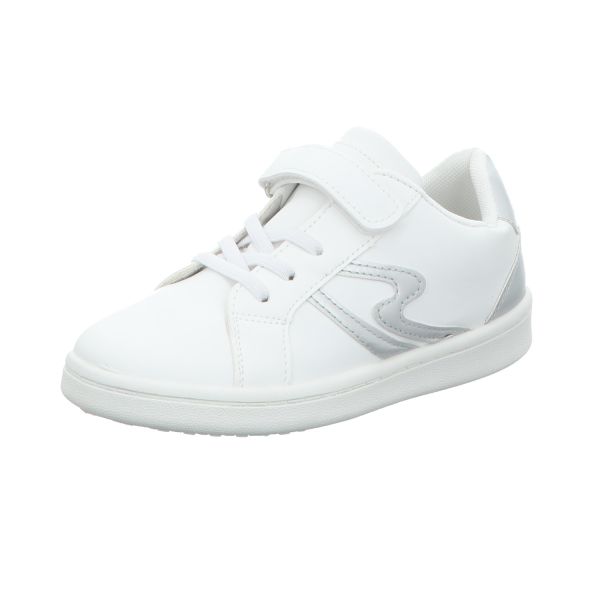 Sneakers Mädchen-Sneaker-Slipper-Klettschuh Weiß-Silber