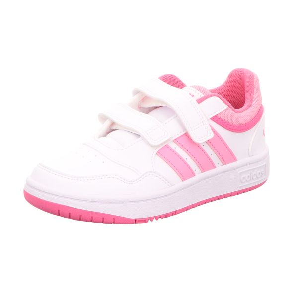 adidas Mädchen-Sneaker-Slipper-Klettschuh HOOPS 3.0 CF C Weiß-Pink
