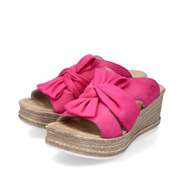 Rieker Damen-Pantolette mit Keilabsatz Fuchsia-Pink